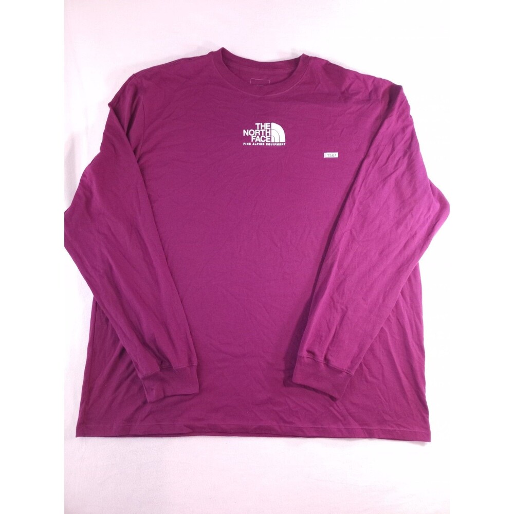The North Face Shirt Mens XXL Long Sleeve Burgundy Logo Tee Outdoor Casual